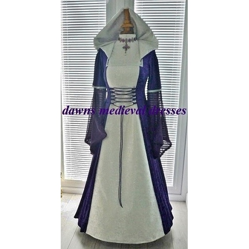 Purple Medieval Pagan Wedding Hooded Dress Made To Measure